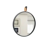 Espelho Round Preto Alça Caramelo 40cm