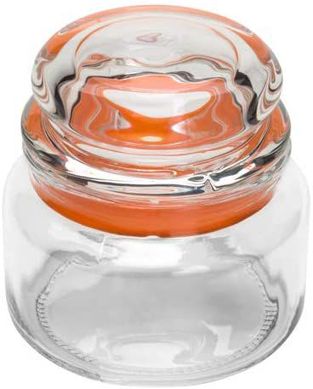 Pote Hermtico de Vidro Transparente e Silicone Vermelho 350ml