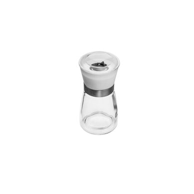 Moedor Tempero de Vidro Transparente com Tampa Branca 170ml