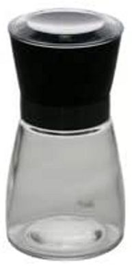 Moedor Tempero de Vidro Transparente com Tampa Preta 170ml