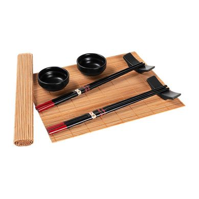 Conjunto para Sushi Lyor Yokohama Bambu e cermica 8 peas Preto