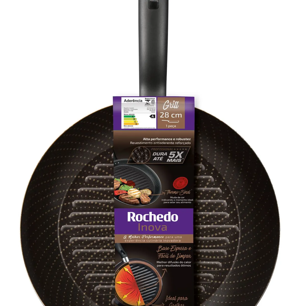 Frigideira Grill Antiaderente Rochedo Inova 28cm Rochedo, marca Rochedo - Foto Principal