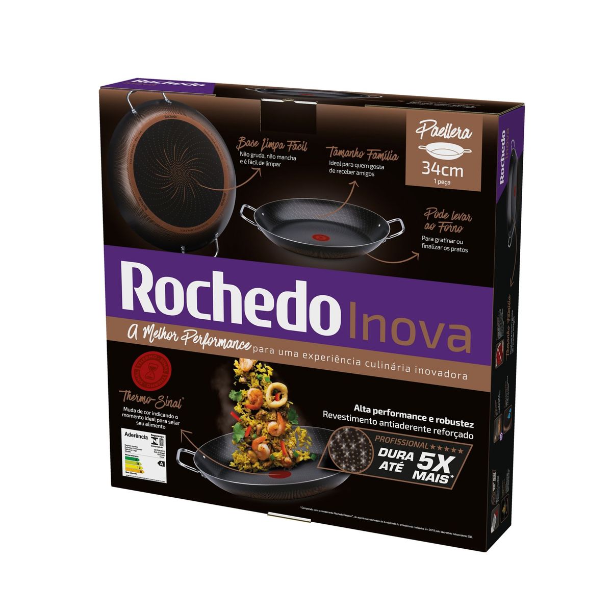Paellera Antiaderente Rochedo Inova 34cm Rochedo, marca Rochedo - Foto 2