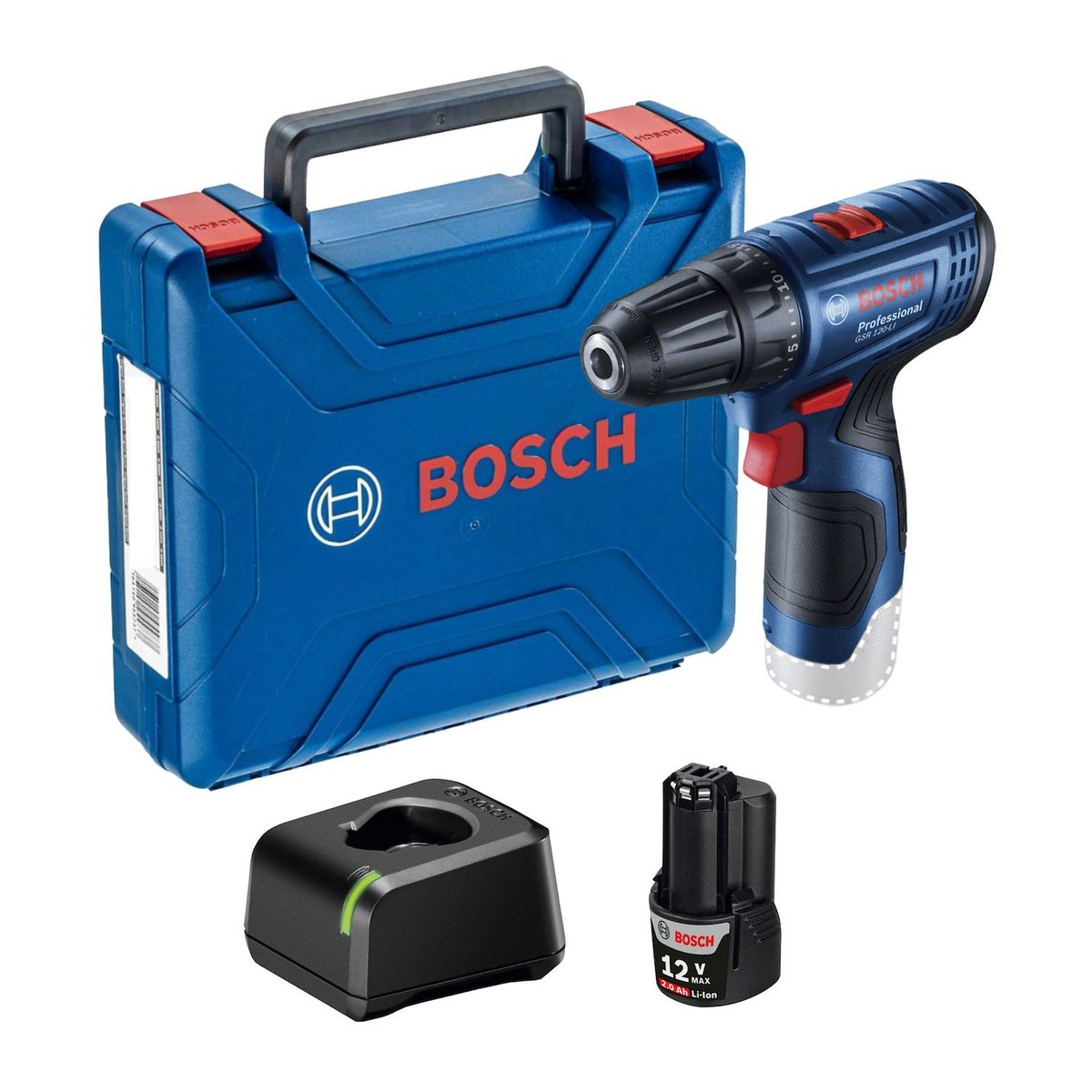 Parafusadeira/Furadeira Bosch GSR120 12V com 1 Bateria 2 Ah, marca Bosch - Foto Principal