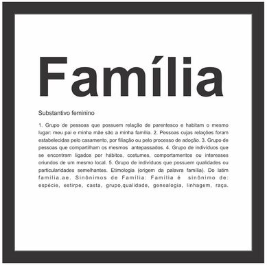 Quadro sem Vidro Familia Preto 27x27cm