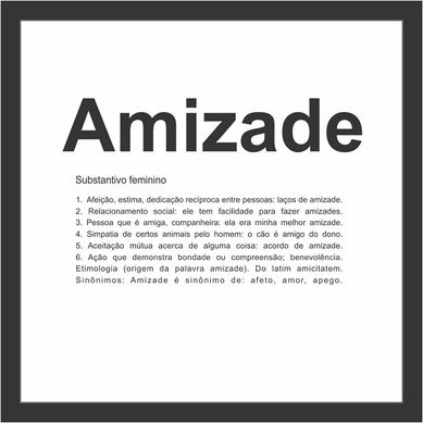 Quadro sem Vidro Amizade Preto 27x27cm