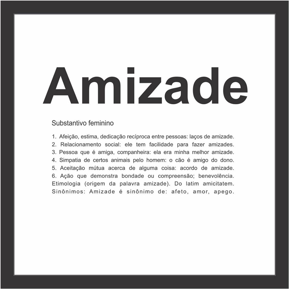 Quadro sem Vidro Amizade Preto 27x27cm, marca Kapos - Foto Principal
