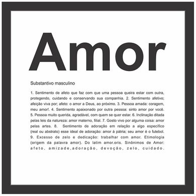 Quadro sem Vidro Amor Preto 27x27cm