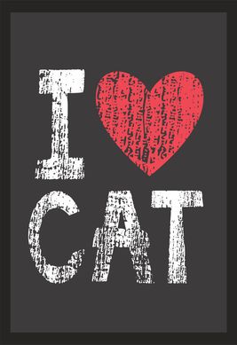 Quadro sem Vidro 22x32cm Preto - Love Cat