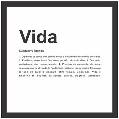 Quadro sem Vidro Vida Preto 27x27cm