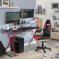 Cadeira de Escritório Gamer Vemelha e Preta Just Home Collection