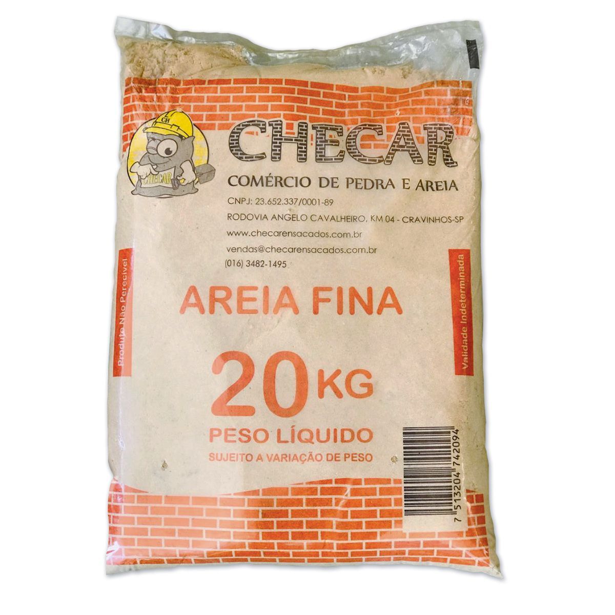 Areia Fina Lavada 20Kg, marca Checar - Foto Principal