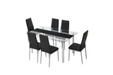 Conjunto de Mesa de Jantar Flash com 7 Peças Prata e Preto Just Home Collection