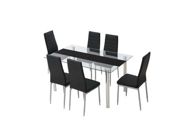 Conjunto de Mesa de Jantar Flash com 7 Peas Prata e Preto Just Home Collection