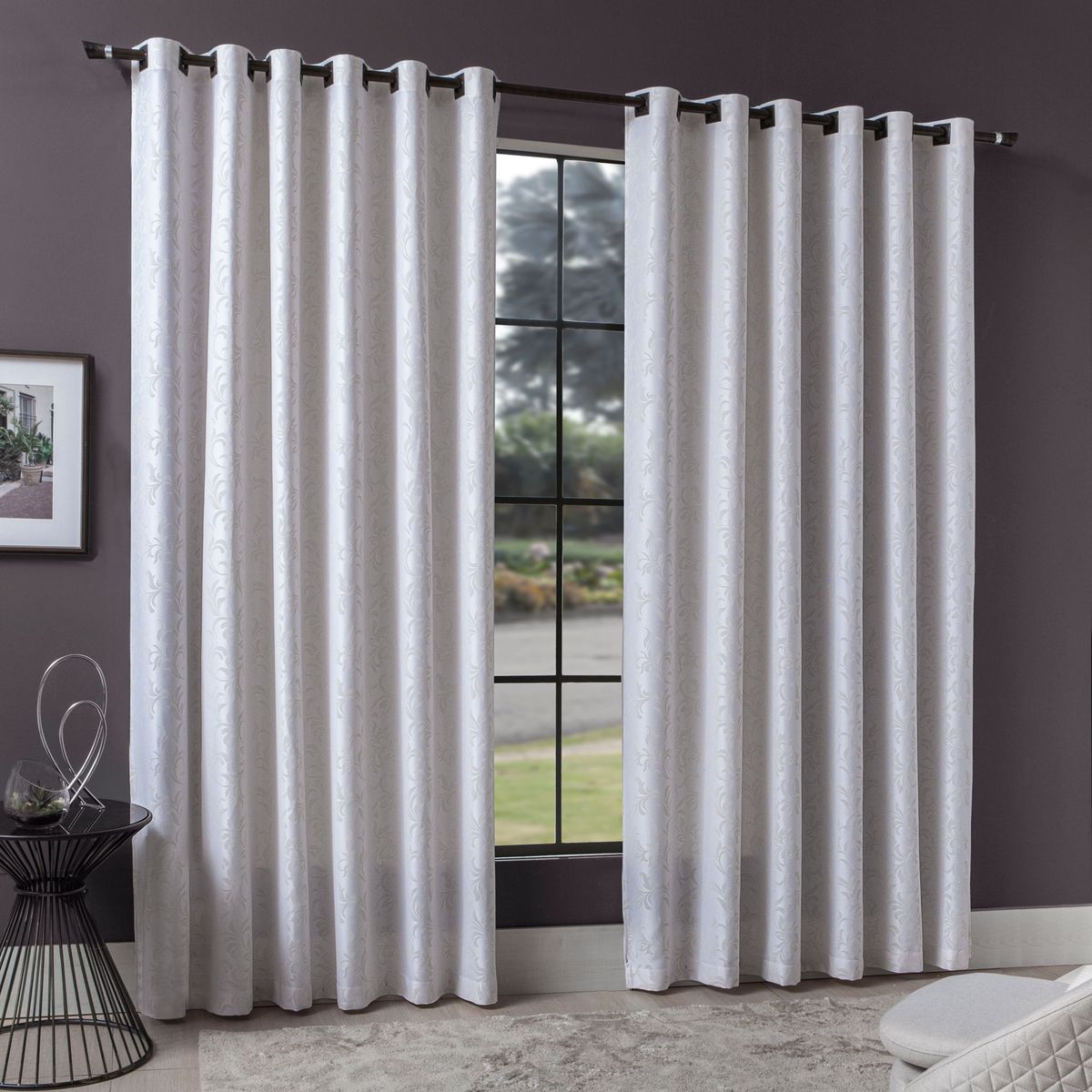 Cortina 250x380cm Jacquard Floryl Marfim Branyl, marca Branyl - Foto Principal