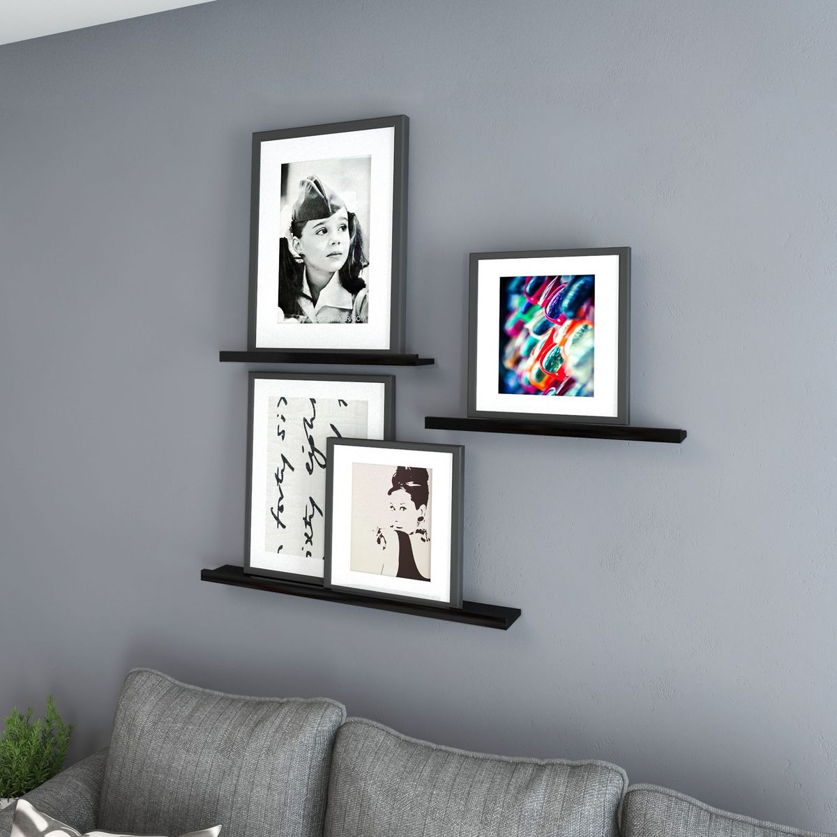 Prateleira Porta Quadros Preta 60x10cm Multivisão, marca Multivisão - Foto 2