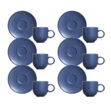 Kit 6 Xícaras Café Coup Stoneware Boreal 97ml Azul