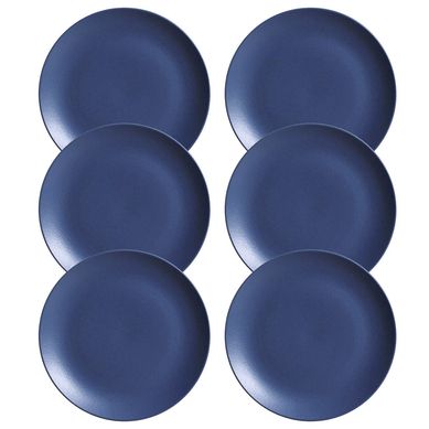 Kit 6 Pratos Raso Coup Stoneware Boreal Azul