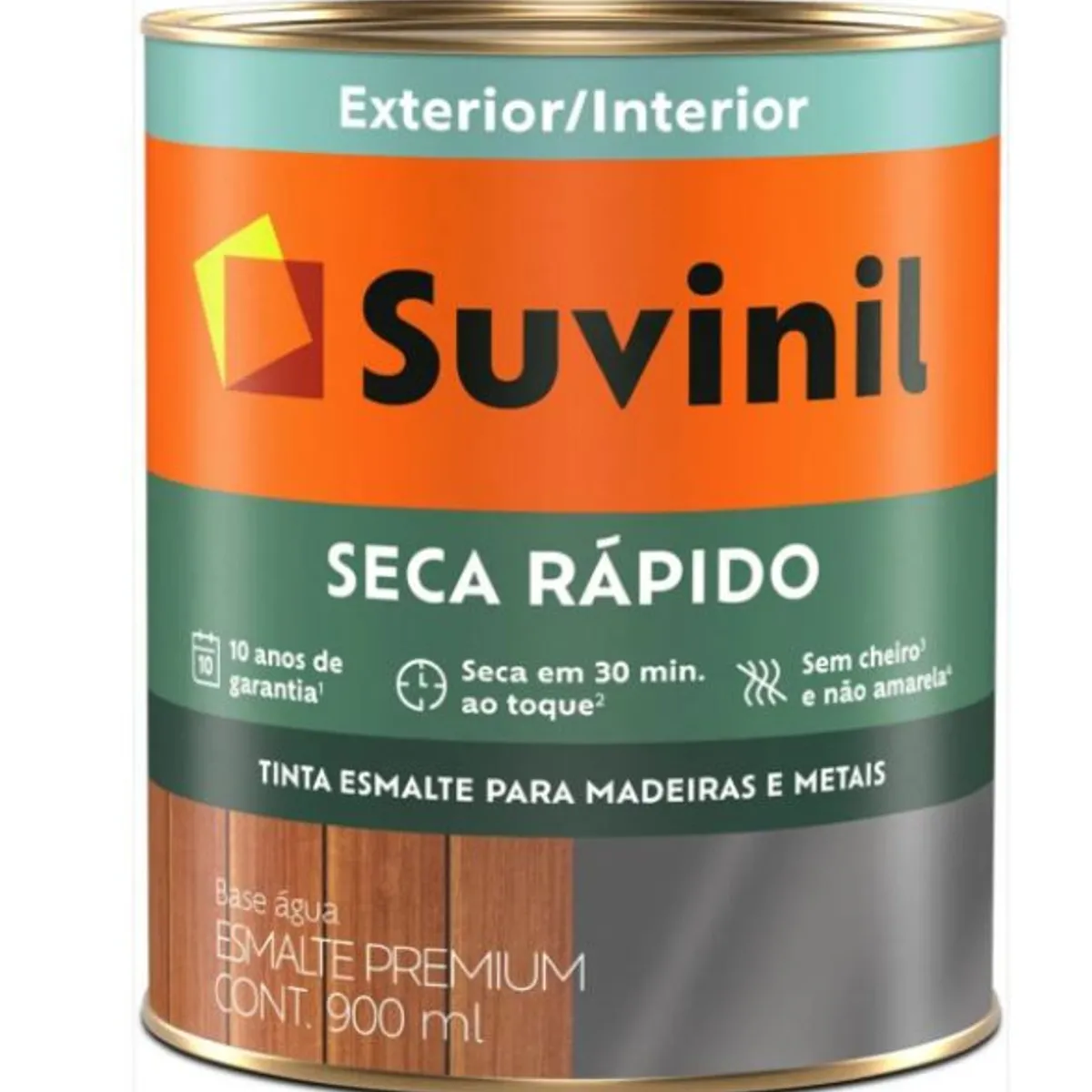 Tinta Esmalte Sintético Acetinado Premium para Madeiras e Metais Branco 900ml, marca Suvinil - Foto Principal