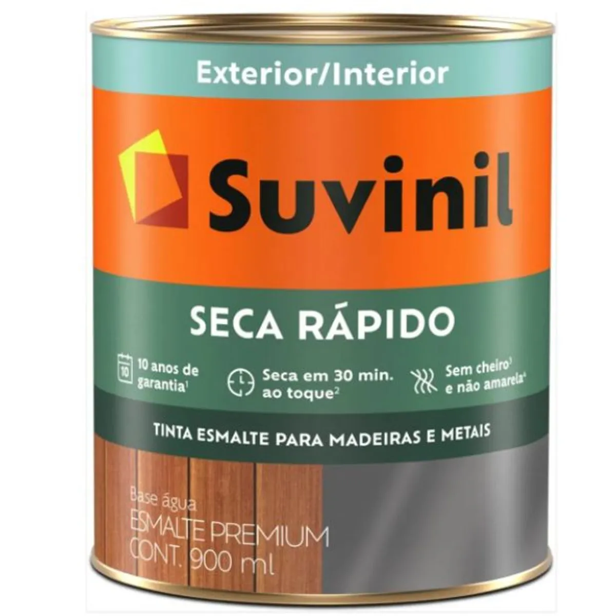 Tinta Esmalte Sintético Acetinado Premium para Madeiras e Metais Branco 900ml, marca Suvinil - Foto Principal