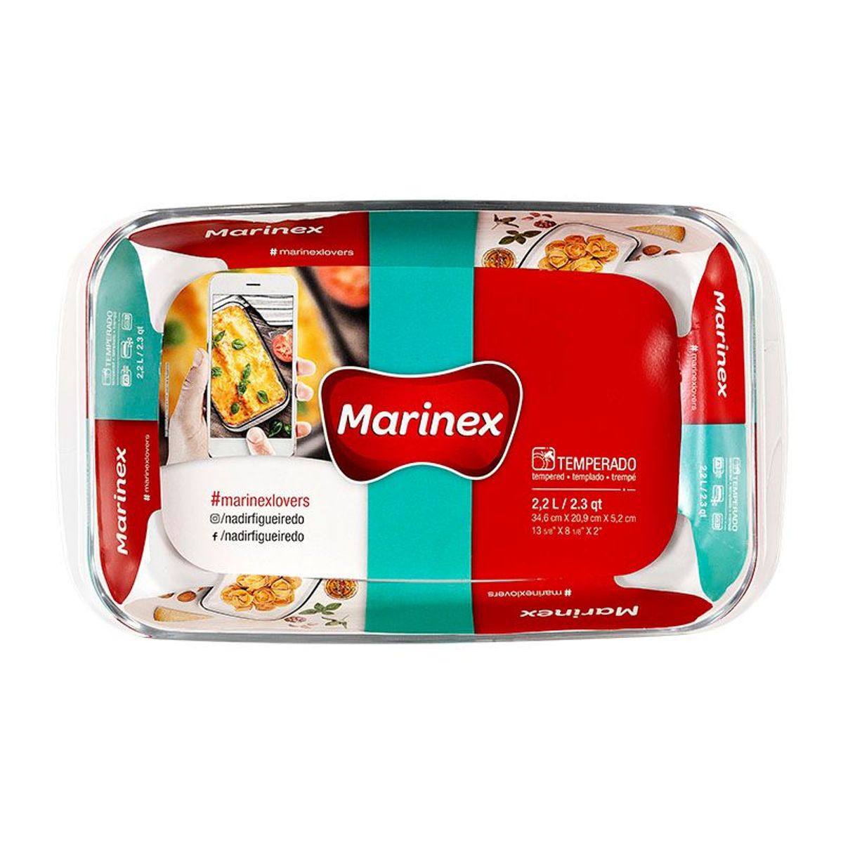 Assadeira Retangular Marinex Vidro Temperado 2,2 litros Incolor, marca Marinex - Foto 2