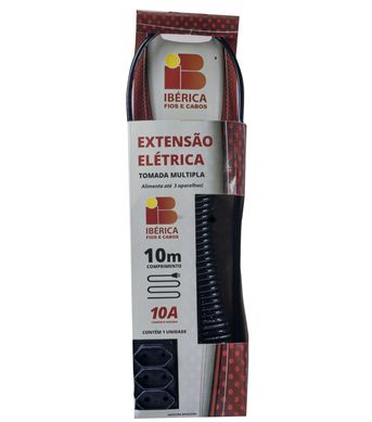 Extensao Multipla Cabo Pp 3X0,75 2 Metros 10 Amperes Iberica Fios e Cabos