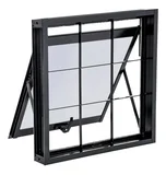 Janela Maxim-ar Aço Preto Quadriculada 60x80x8cm Pratika