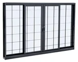 Janela de Correr Aço Preto 4 Folhas Quadriculada Central 120x150x12cm Pratika