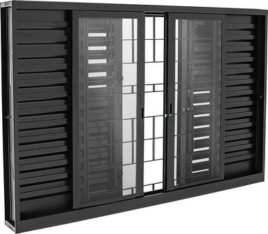 Janela Veneziana Multiflex Ao Preto 6 Folhas Quadriculada Central 120x150x16cm Pratika