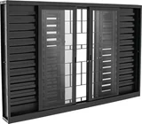 Janela Veneziana Multiflex Aço Preto 6 Folhas Quadriculada Central 100x200x16cm Pratika