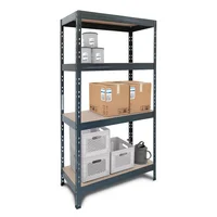Estante de Metal e Madeira com 4 Prateleiras Preta Rivet 176x75x40cm 800kg Fisxer