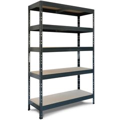 Estante de Metal e Madeira com 5 Prateleiras Cinza Rivet 176x120x50cm 1500kg Fisxer