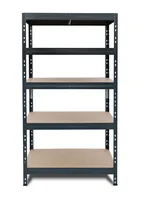 Estante de Metal com Madeira Rivet Preto 5 Prateleiras 176x90x40cm Fixser