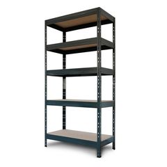Estante de Metal e Madeira com 5 Prateleiras Preta Rivet 176x90x40cm 1000kg Fisxer