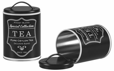 Lata Redonda Preto Fosco Vintage Tea Com Ala