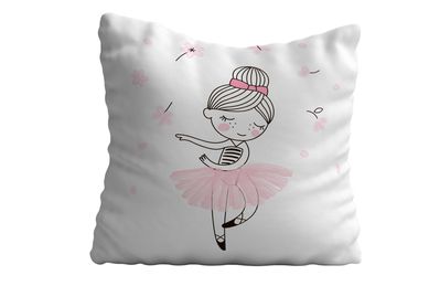 Almofada Veludo Infantil Bailarina 42x42 cm Rosa