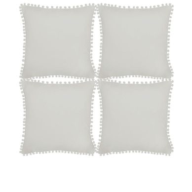Combo com 4 Almofadas Pompom 45x45cm Bege