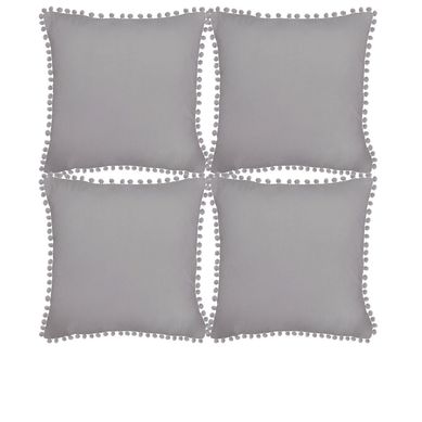 Combo com 4 Almofadas Pompom 45x45cm Cinza