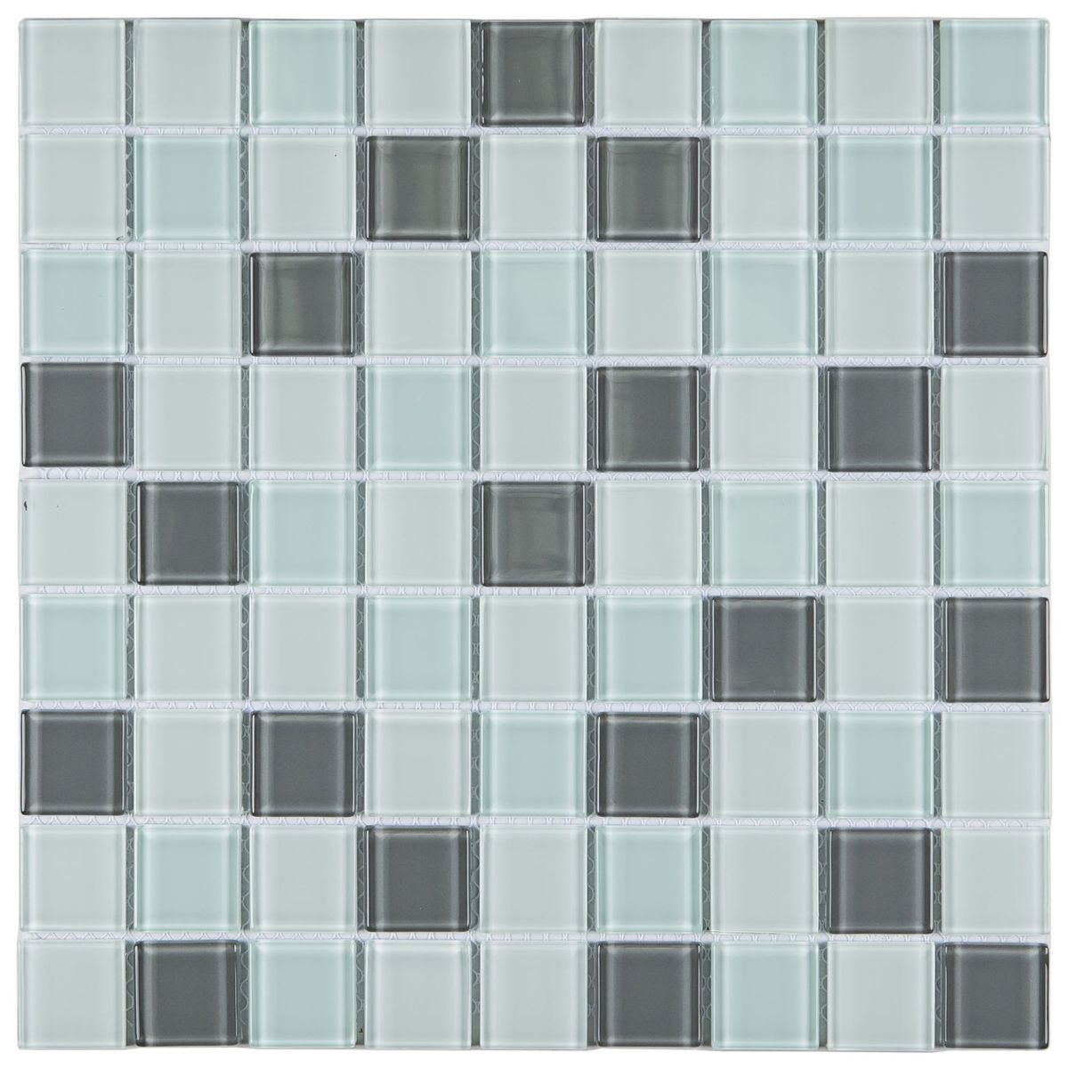 Pastilha de Vidro Mix08 Placa 29,2x29,2cm Preto e Branco, marca Glassmosaic - Foto Principal