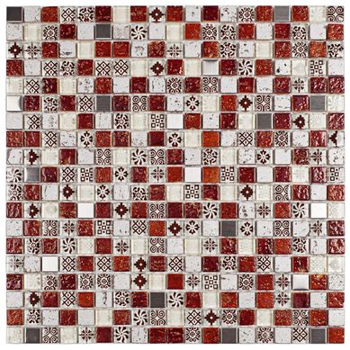 Pastilha Vidro Mp501 30X30 Bco/Verm Art Glass