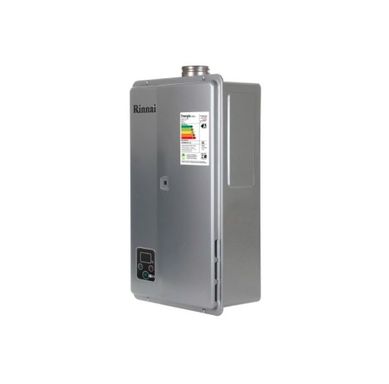 Aquecedor de gua a Gs Bivolt Eletrnico GN de 35C  60C E33 Prata Rinnai