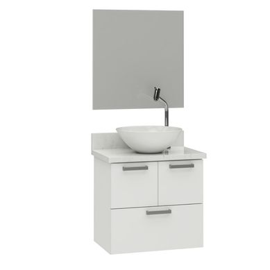 Toucador Aco Isis 60 Branco com Bancada Branca Polida Cozimax