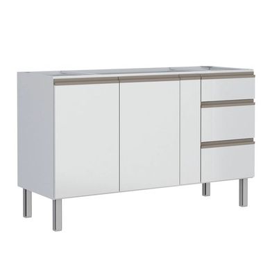Gabinete Aco Para Pia 150 Gaia Flat Branco Montado Cozimax