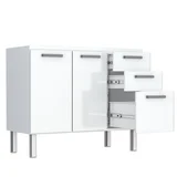 Gabinete Aço para Pia Eros Flat Montado 120cm Branco Cozimax