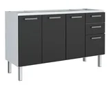 Gabinete Aco Para Pia 150 Eros Flat Preto Semi Brilho Montado Cozimax