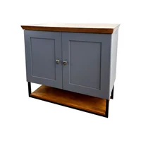 Gabinete Banheiro Nordic 80Cm sem Cuba Grafite/Ipe Mazzu