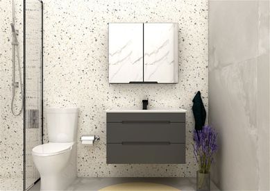 Gabinete para Banheiro com Cuba Jazz Grafite 80cm Mazzu