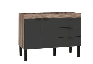 Gabinete Madeira Flamingo Montado 1141mm Pia 120cm Tamarindo/Preto Cozimax