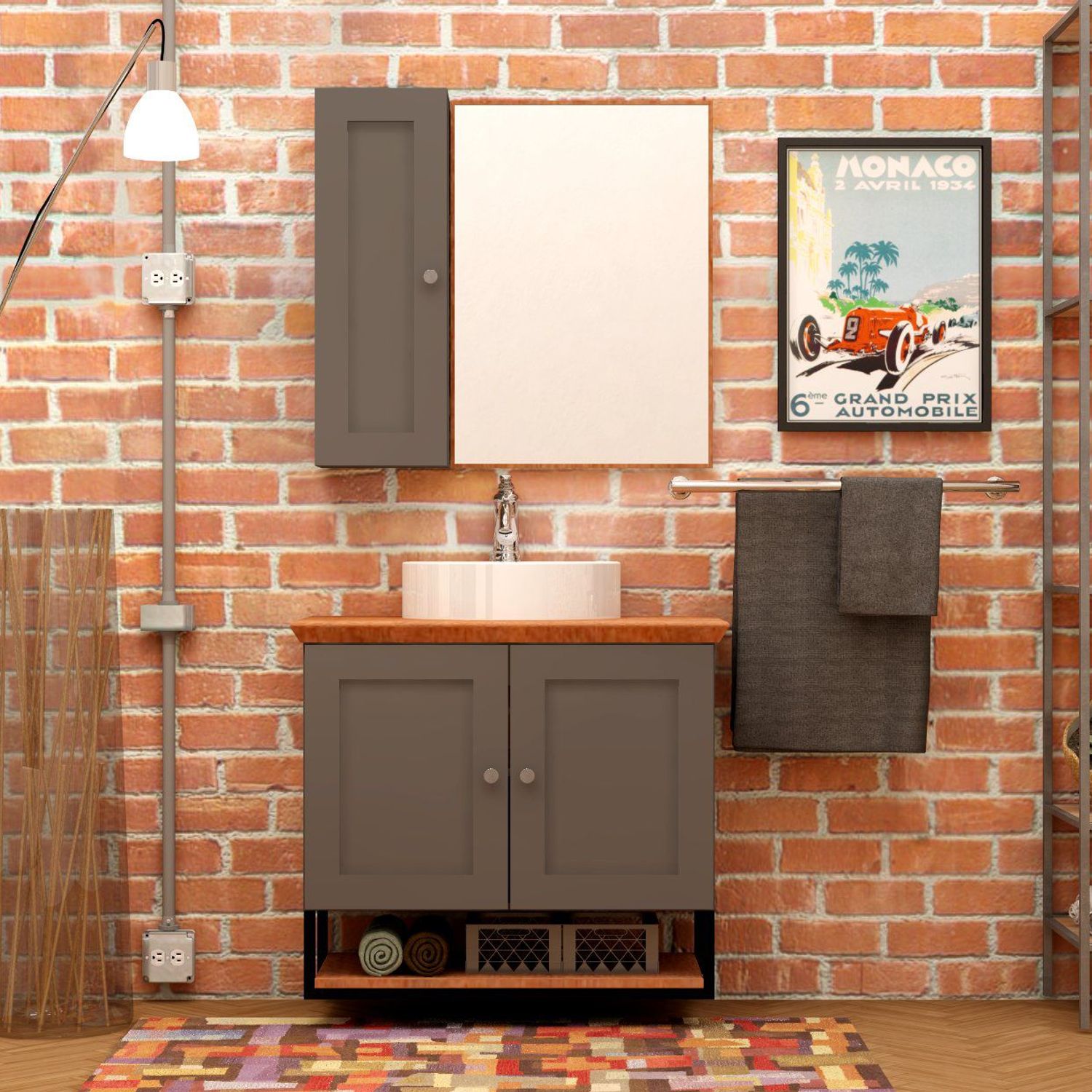 Armário para Banheiro Nordic/Provence Grafite 80cm Mazzu | Sodimac