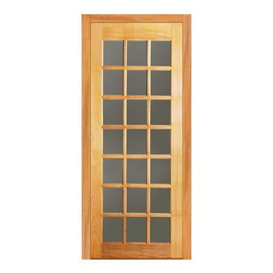 Porta Montada de Giro Madeira Macica Tauari Natural Direita 210x87,5x14cm AD Int Vd Wood Glass